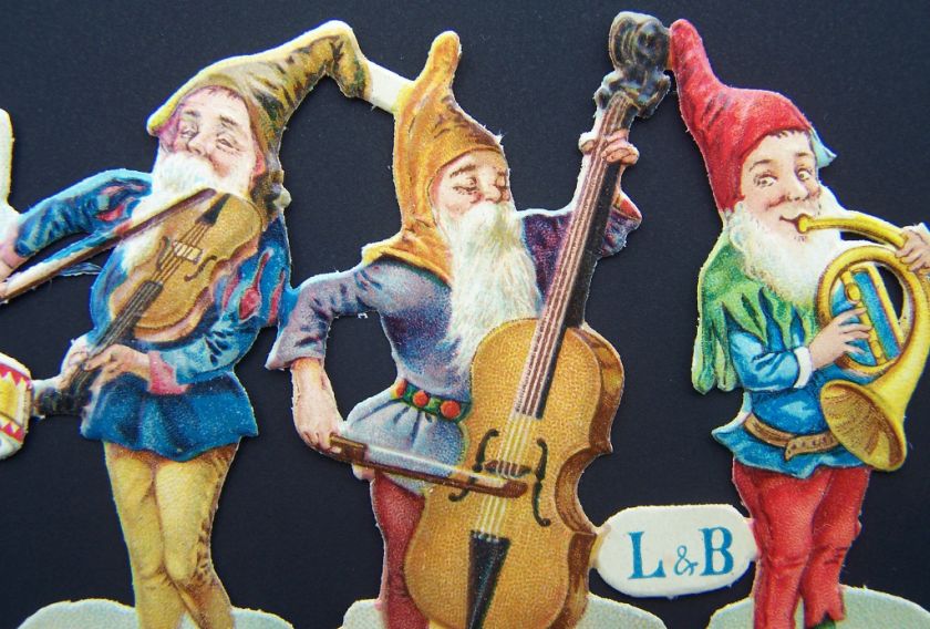 German Scrap Die Cut LITHOGRAPHY L&B Dwarfs Zwerge  