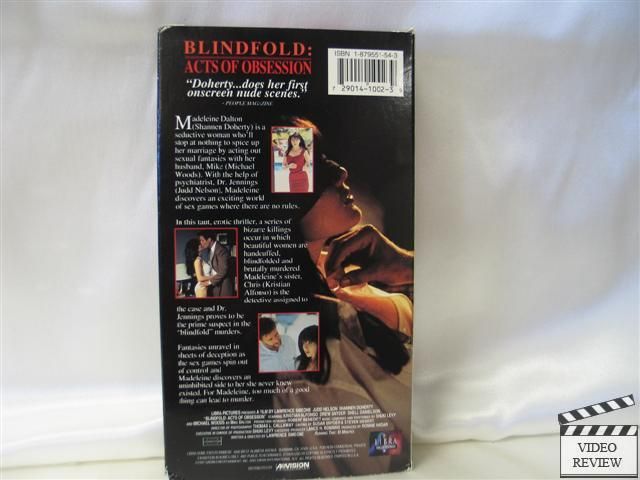 Blindfold Acts of Obsession * VHS * Shannen Doherty  