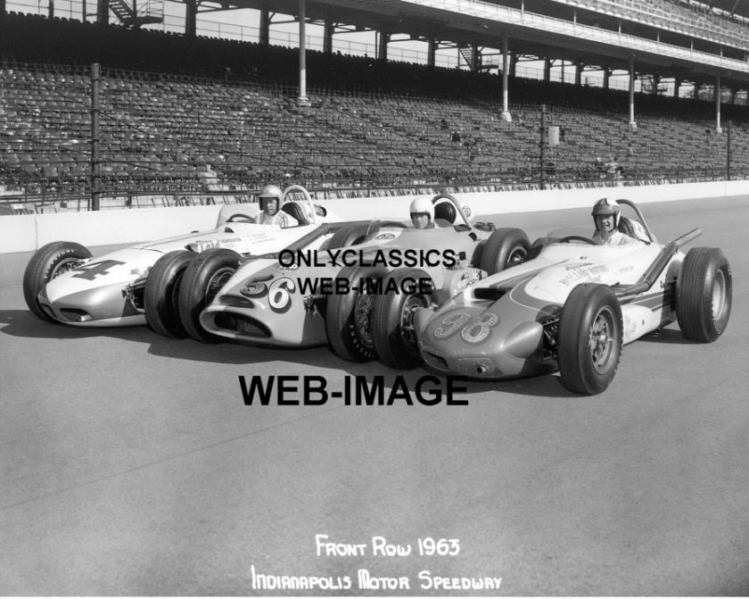 1963 INDY 500 PHOTO PJ JONES HURTUBISE BRANSON  NOVI V8  