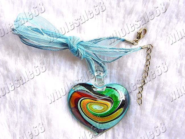 wholesale lot 12x murano glass heart pendants necklaces  