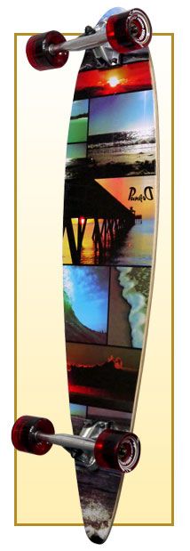 New SEASIDE Graphic COMPLETE Longboard Pintail Skateboard with 71mm 