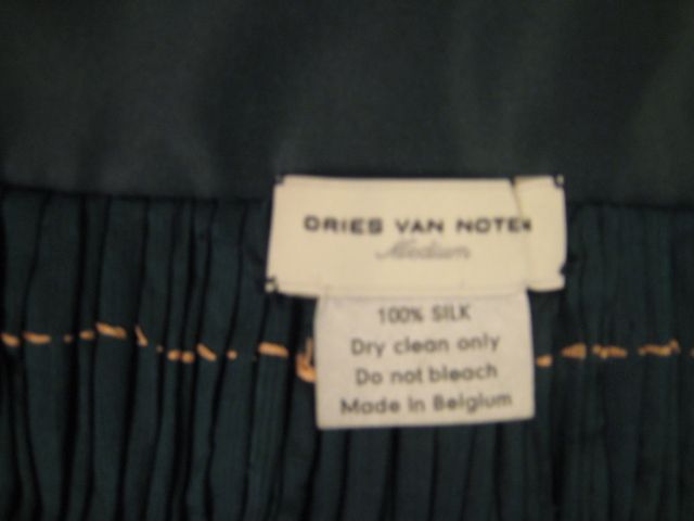 DRIES VAN NOTEN EMBROIDERED GREEN SILK SKIRT Sz M  