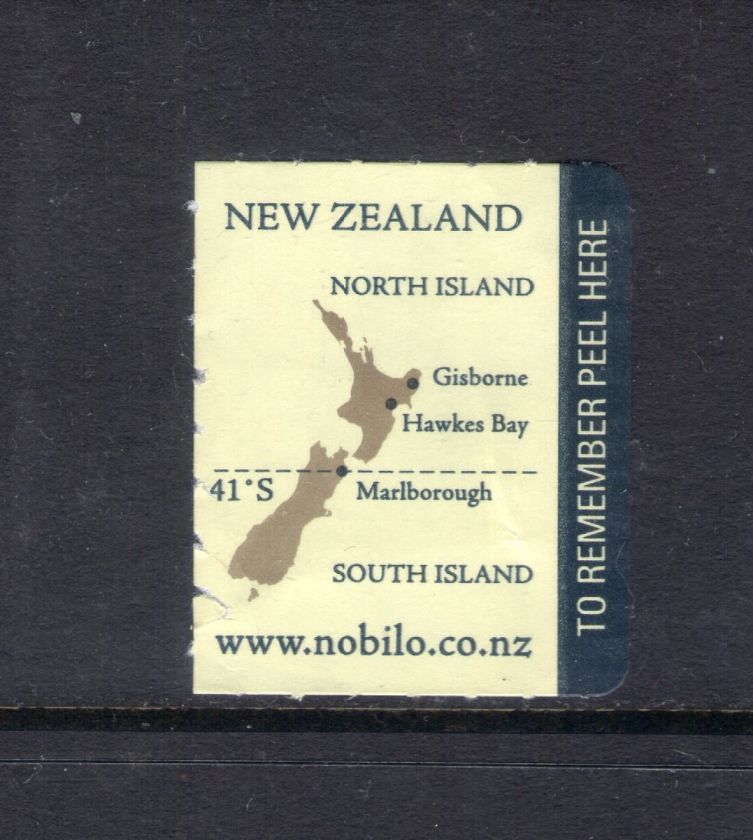 NEW ZEALAND wine label detachable sticker   NOBILO WINES with map of 