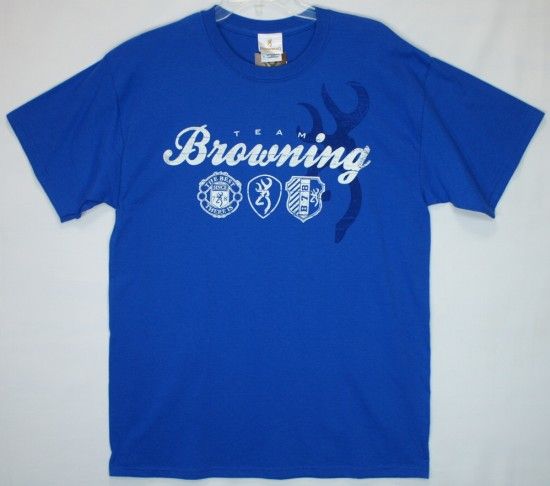 Browning T Shirt Buckmark Deer Logo Team Browning Hunting Rifle Gun 