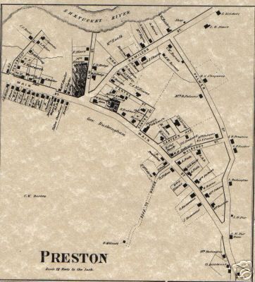 Preston CT 1868 Maps with Homeowners Shown  