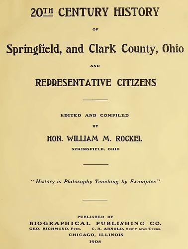 1908 Genealogy Springfield & Clark County Ohio OH  