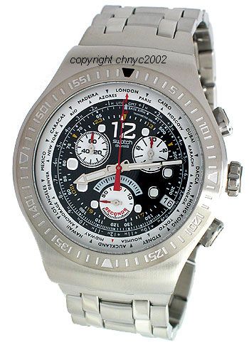 SWATCH SWISS CHRONOGRAPH DATE SILVER MENS WATCH YOS414G  