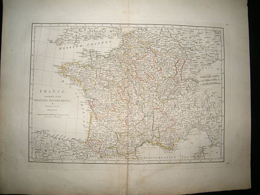 France 1794 Antique Map. Samuel Dunn, Laurie & Whittle  