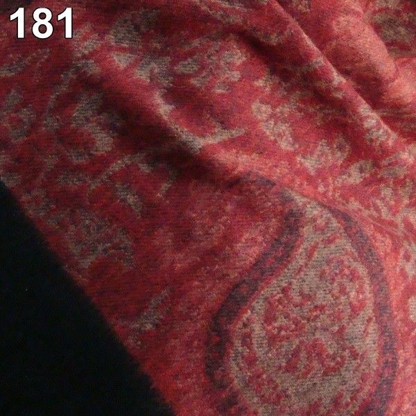 Sale new soft 4 ply Womens Jacquard warm 100% Cashmere Shawl Wrap red 