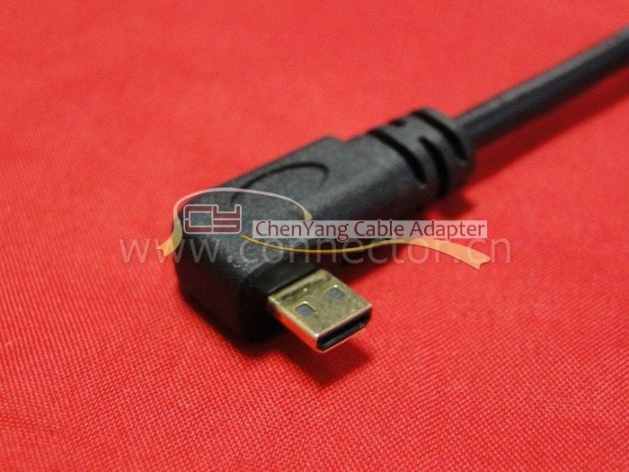 Droid X XOOM Micro HDMI to HDMI left 90 deg. cable 10cm  