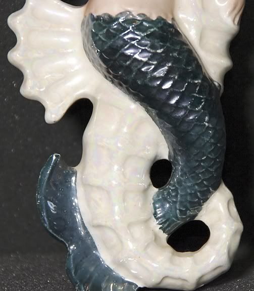 Vintage 1950s Lefton Mermaid Seahorse Wall Plaque # 3158  