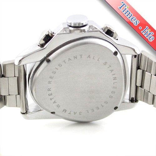   Automatic Mechanical Mens Steel Triangle White Watch Date 24hr  