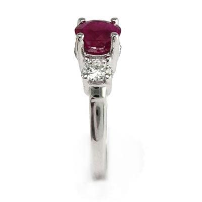 Ruby and Diamond 3 Stone Lucida Engagement Ring in 14k  