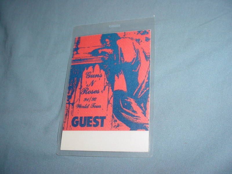 GUNS N ROSES 91 92 World Tour Back Stage Pass  