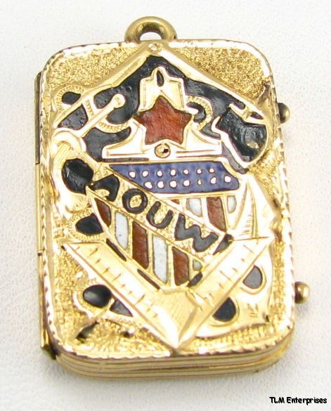 AOUW Ancient Order United Workers 14K Gold Locket FOB  