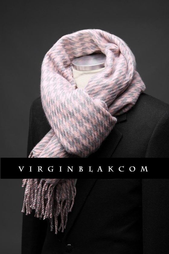 vb HOMME Mens Houndstooth Wool Scarf 0RH  