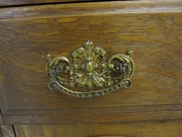 Antique Victorian Style Sideboard Buffet Bevel Mirror  