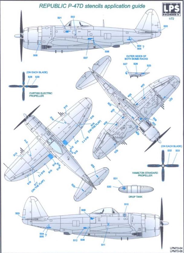 LPS Decals 1/72 GABRESKIS P 47D RAZORBACK THUNDERBOLT Markings 