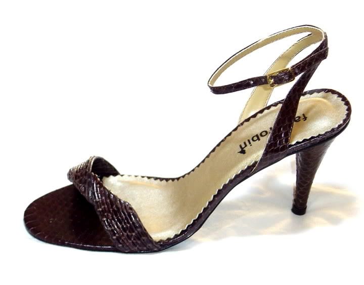 FARYROBIN BROWN SNAKESKIN SANDAL PUMPS SHOE 10~NEW~$165  