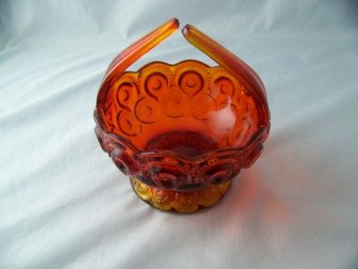   GLASS COMPANY MOON AND STAR AMBERINA SPLIT HANDLE BASKET # 6125  