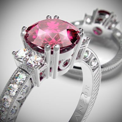 75ct Ruby 18k White Gold .40ct Diamond Ring R1296 Free Worldwide 