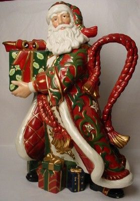 FITZ FLOYD china CHRISTMAS TIDINGS Santa Claus PITCHER  