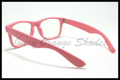 NERDY Retro 80s OLD SCHOOL Classic CLEAR LENS Eyeglasses MATTE PINK 