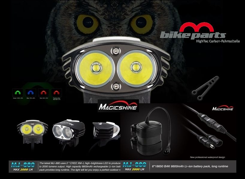 Road Bike LED Lamp MJ 880 from Magicshine with 2000 Lumen. Bicycle Mtb 