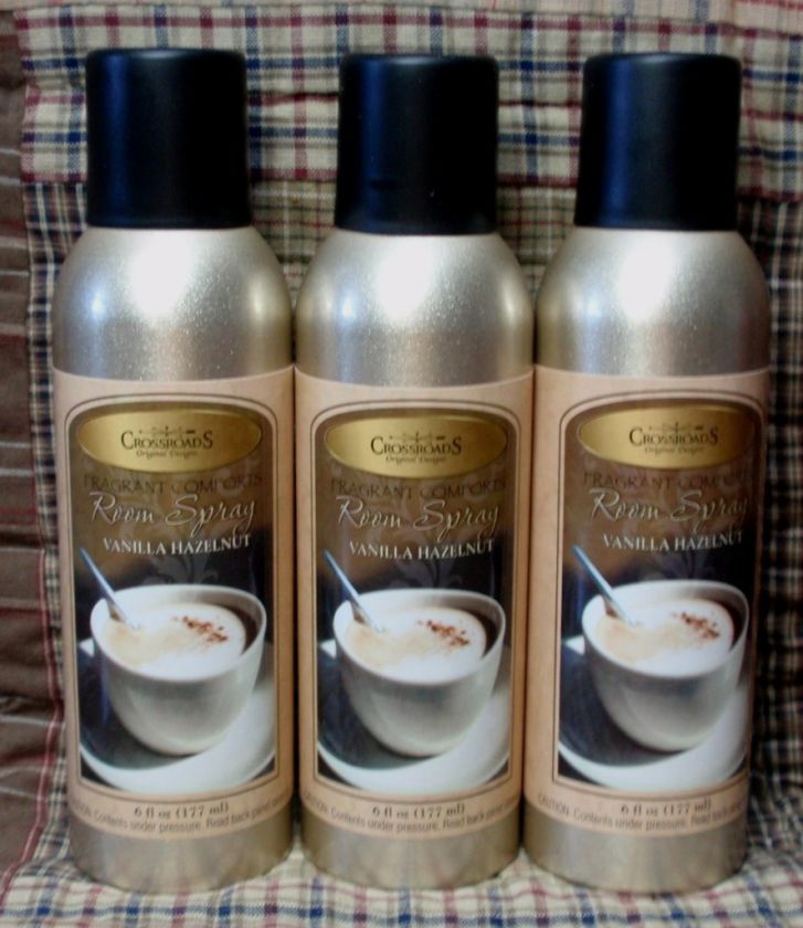 Crossroads Vanilla Hazelnut 6 oz. Room Spray Set of 3 New  