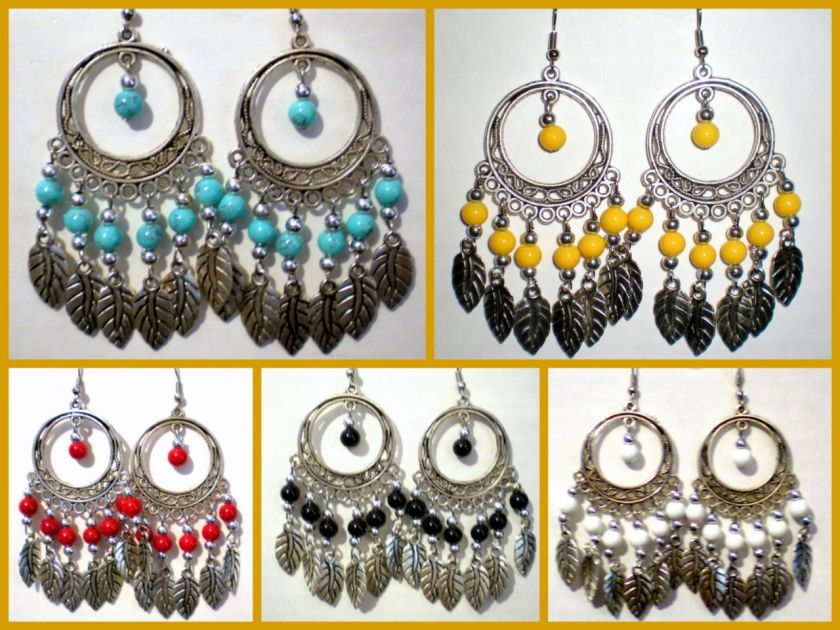 Dream Catcher Beads & Feather Charms Earrings * U Pick  