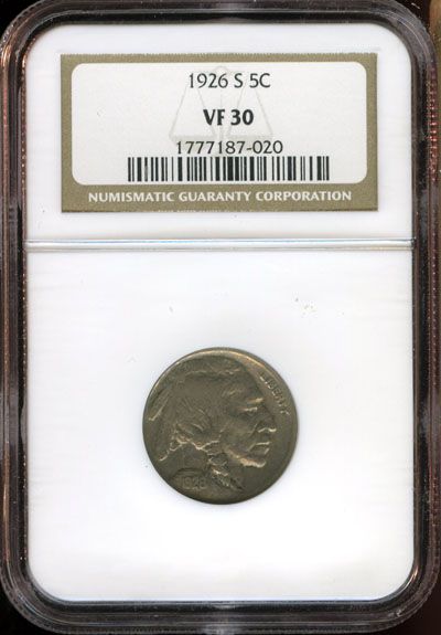 1926 S NGC VF 30 BUFFALO NICKEL 5C BA134  