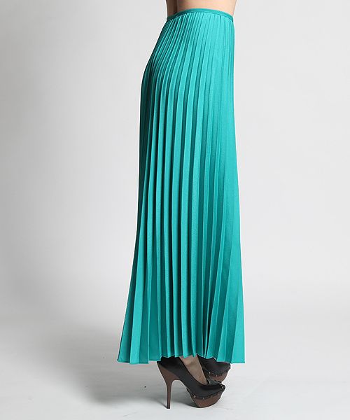 MOGAN Accordion Pleated Crepe MAXI SKIRT Stylish Hi Waisted A line 