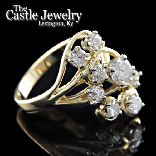 LADIES 1.66 CARAT DIAMOND FREEFORM SWIRL RING IN 14K YG  