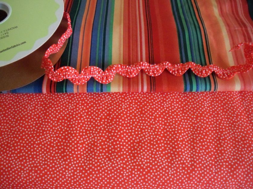 Michael Miller Fabric ~Clem Orange Ruffle Dot Stripe  