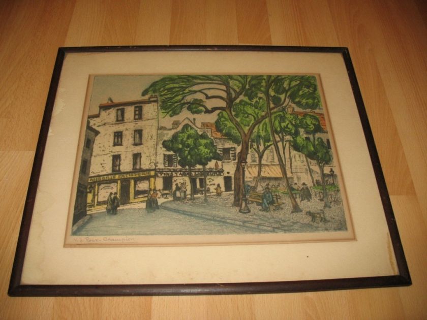 RARE VICTOR JOSEPH ROUX CHAMPION SIGNED WATERCOLOR OLD  