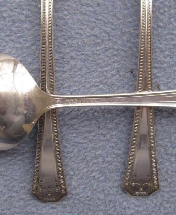 FOUR National Adam Silverplate Round Bowled Bouillon Soup Spoons 
