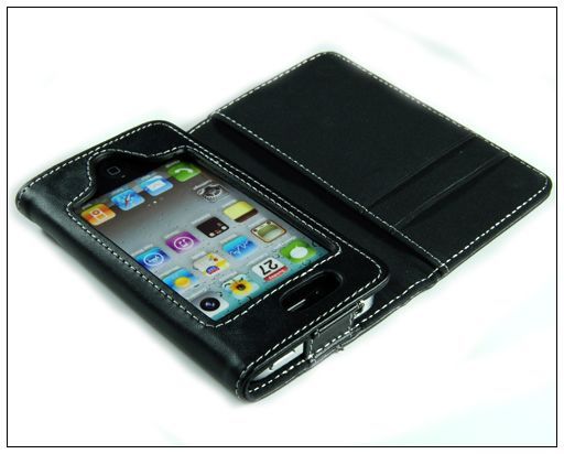 Wallet Designer Leather Case For iPhone 4G 4 OS Black  