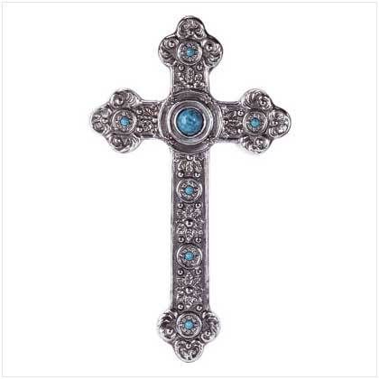 Silver & Turquoise SPANISH Mexico crucifix Wall Cross  