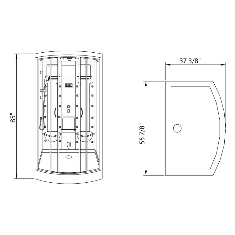 Ariel Bath ZA213 Ameristeam Walkin Steam Shower Enclosure Wall  