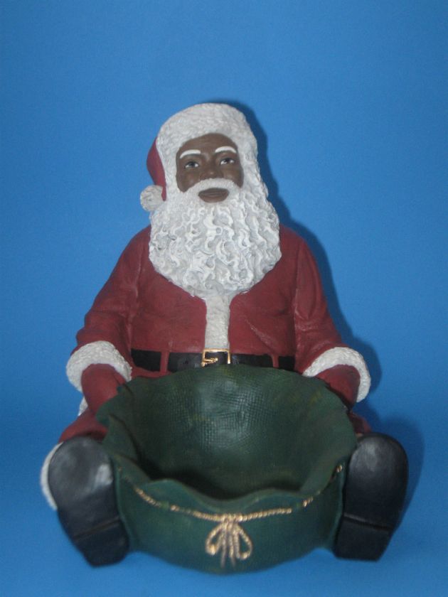 LARGE AFRICAN AMERICAN SANTA CANDY DISH  