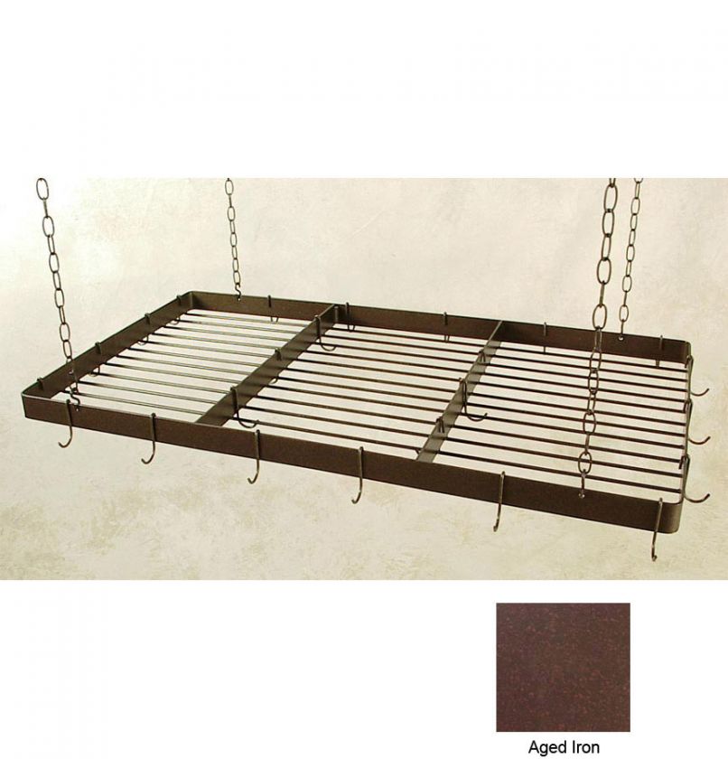 48 Butchers Hanging Pot Rack 18 Hooks Grid Aged Iron  