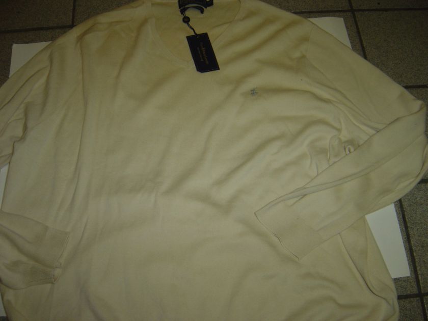 BIG MENS RALPH LAUREN BEIGE VNECK PIMA SWEATER 5XLT $125  