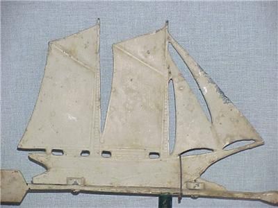 Vintage Metal Nautical Sail Boat Ship Yacht Weathervane Top