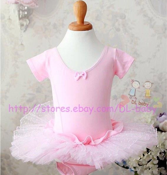   pink Dots Dance Leotard Ballet TuTu Costume Fairy Dress 3 8 yrs  