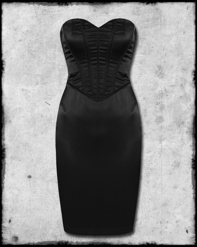 TRIPP BLACK GOTH STEAMPUNK BURLESQUE VIXEN PENCIL DRESS  