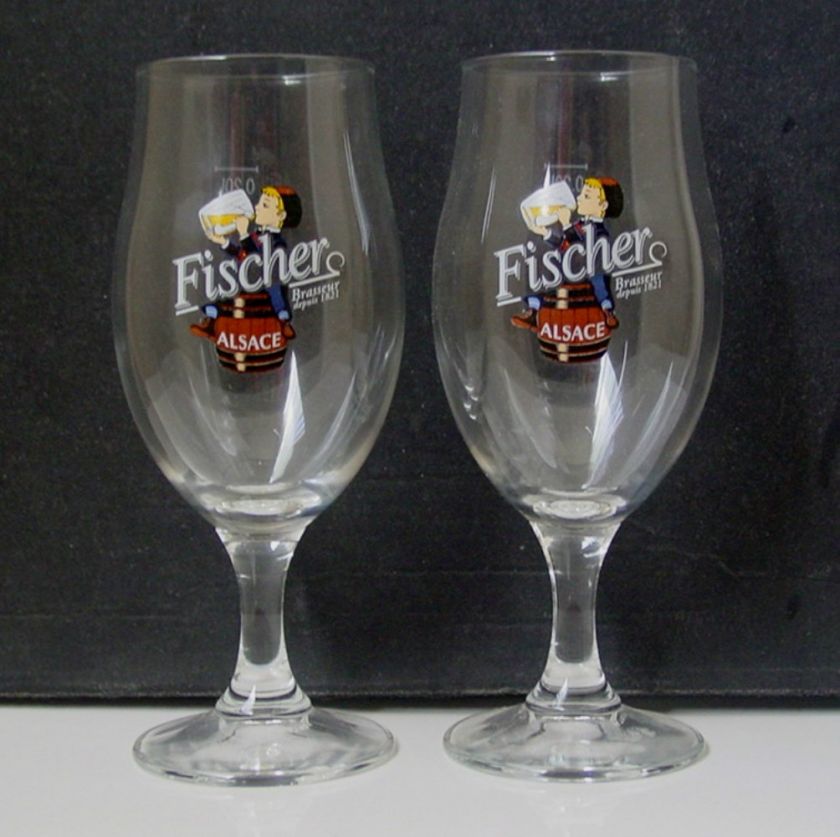 FISCHER ALSACE TULIP SHAPE BEER GLASSES   PAIR  