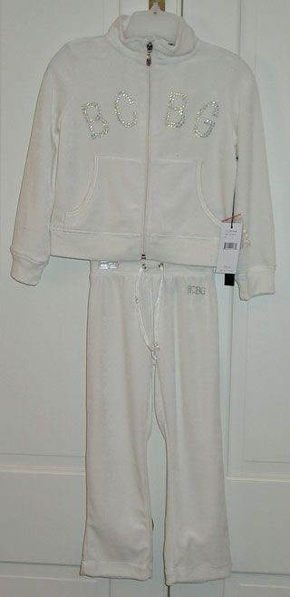 bcbg maxazria toddler girl s velour off white pant jogging suit size 4