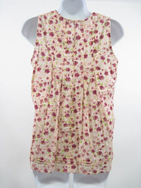 VASIA Pink Floral Print Pleated Sleeveless Blouse Sz 6  