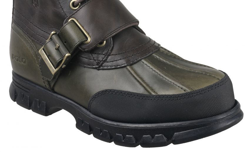 Polo by Ralph Lauren Mens Boots Varick Dark Brown Olive Smooth 