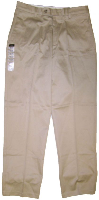 Mens Haggar Night Out Khaki Invisable Flex Waistband Classic Fit Pants 